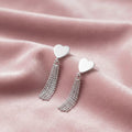 Sterling Silver Heart Tassel Stud Earrings