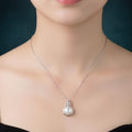 Crystal Flower Pearl Pendant Necklace In Sterling Silver