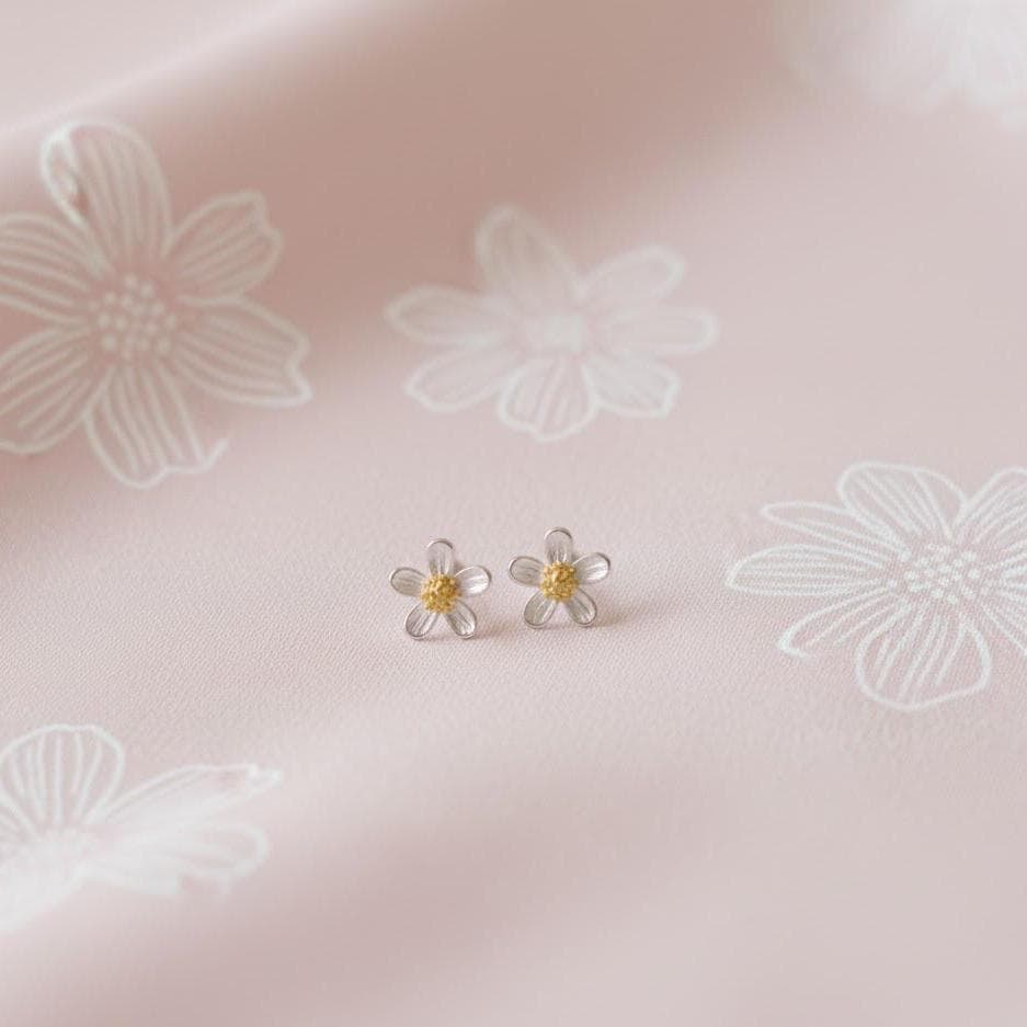 Sterling Silver Flower Stud Earrings