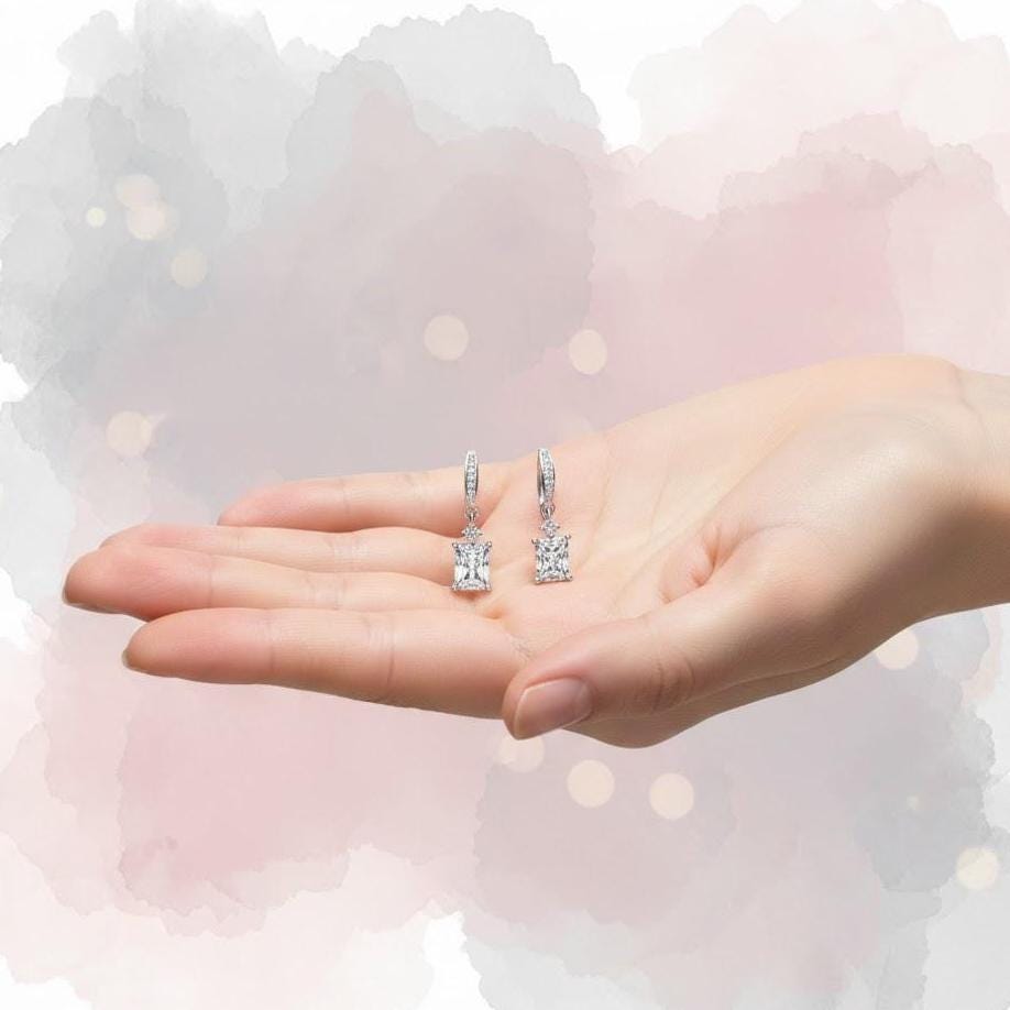 Sterling Silver Stone Dangle Drop Hook Earrings