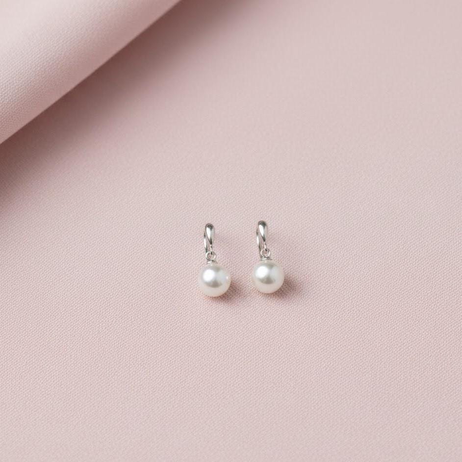 Sterling Silver Pearl Hoop Earrings