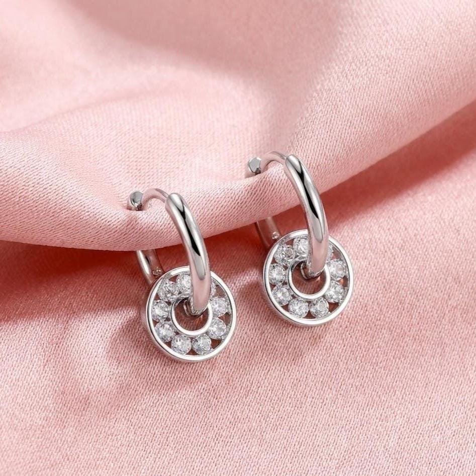 Sterling Silver Crystal Huggie Hoop Earrings