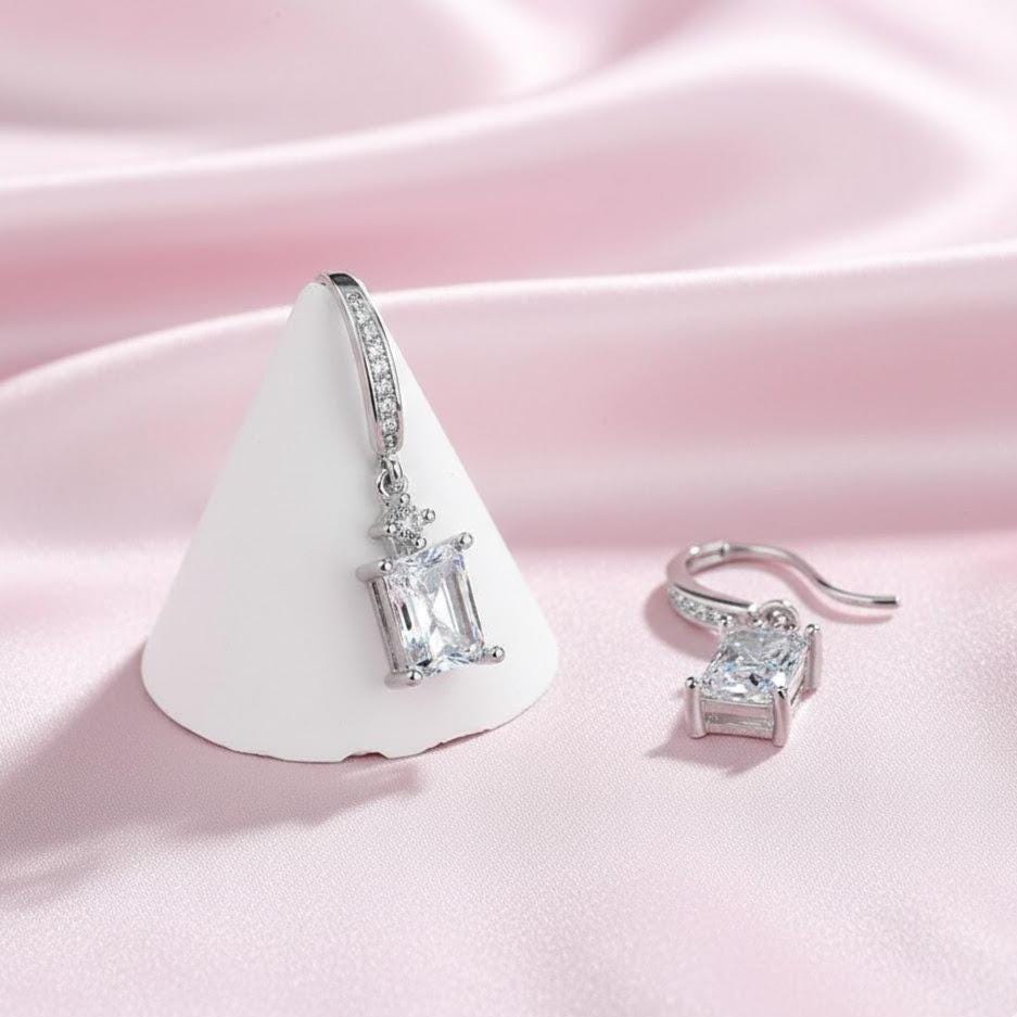 Sterling Silver Stone Dangle Drop Hook Earrings