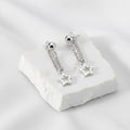 Sterling Silver Star Dangle Drop Stud Earrings