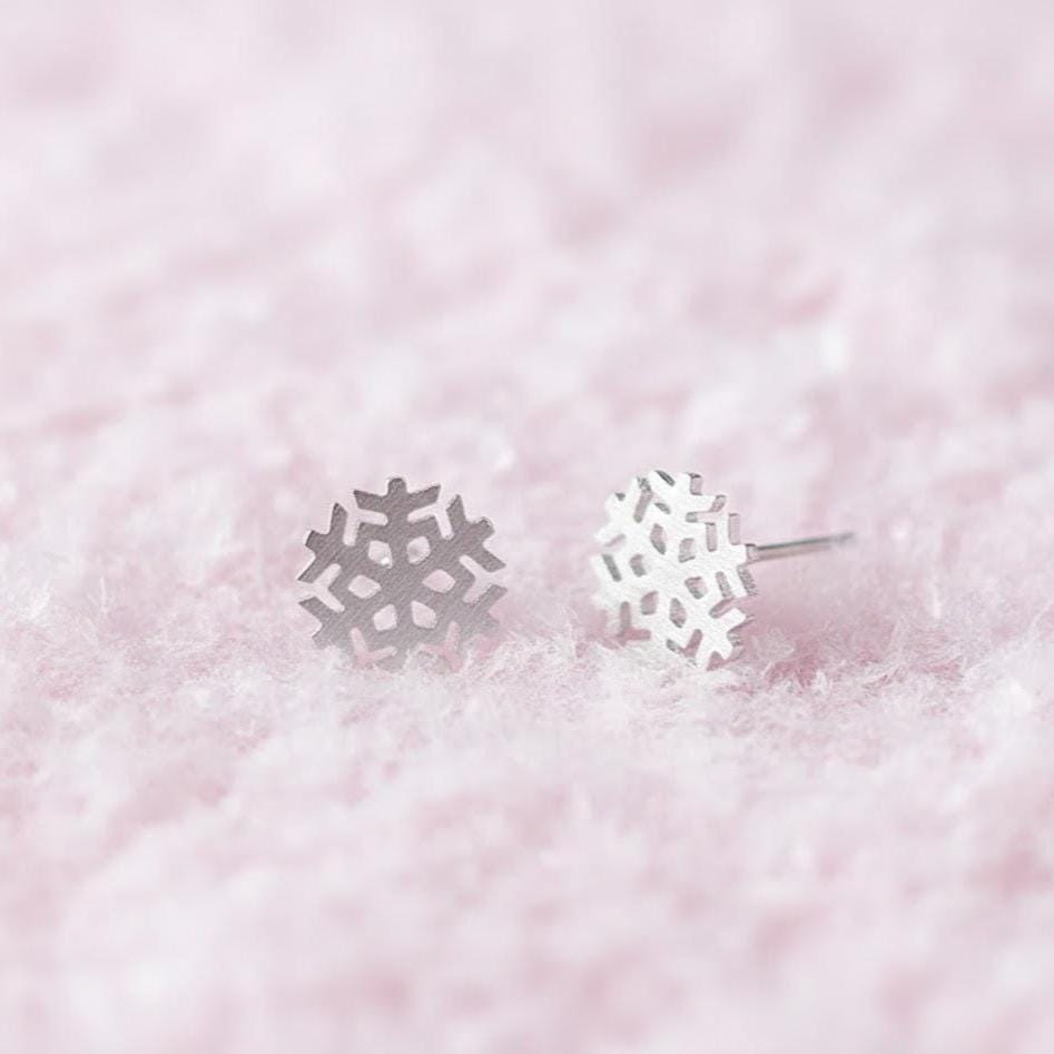 Christmas Snowflake Sterling Silver Stud Earrings