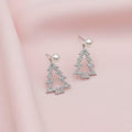 Pair of Sterling Silver Christmas Tree Dangle Pearl Stud Earrings