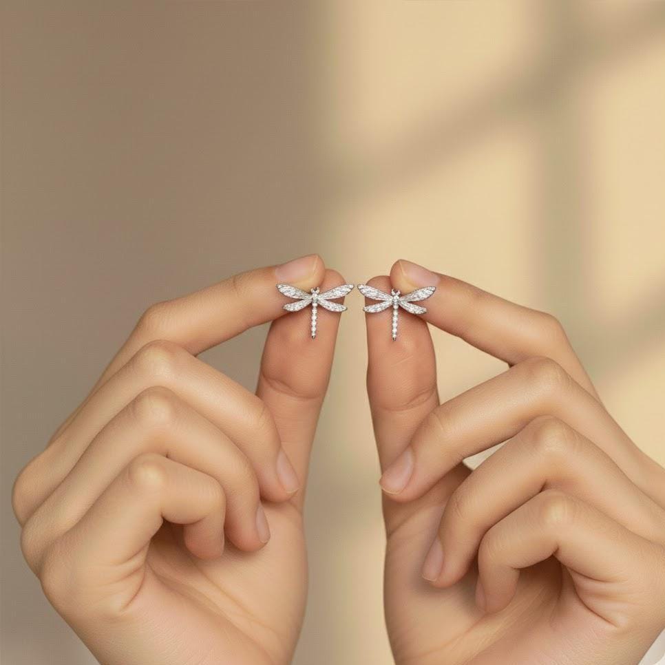 Sterling Silver Dragonfly Drop Earrings