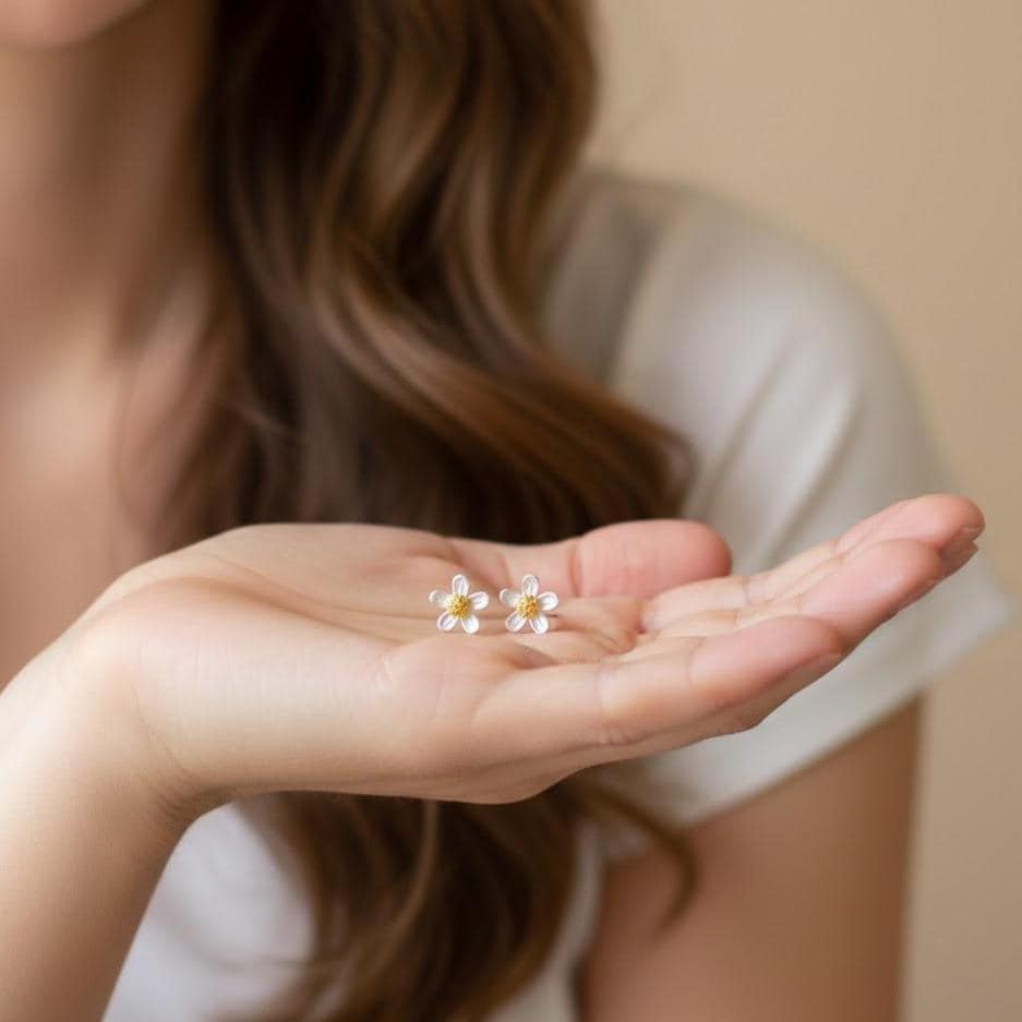 Sterling Silver Flower Stud Earrings