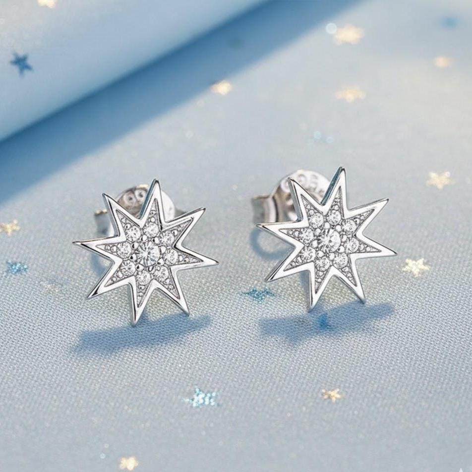 Sterling Silver Twinkle Star Stud Earrings