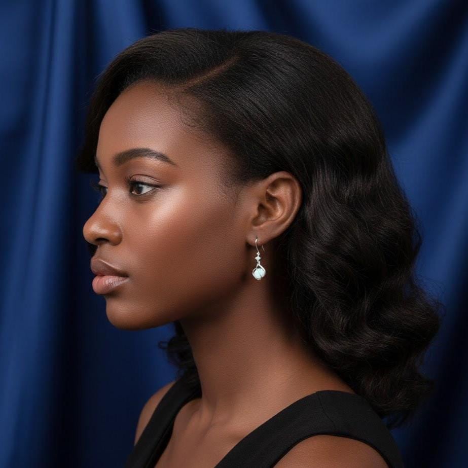 Sterling Silver Twist Opal Dangle Drop Earrings