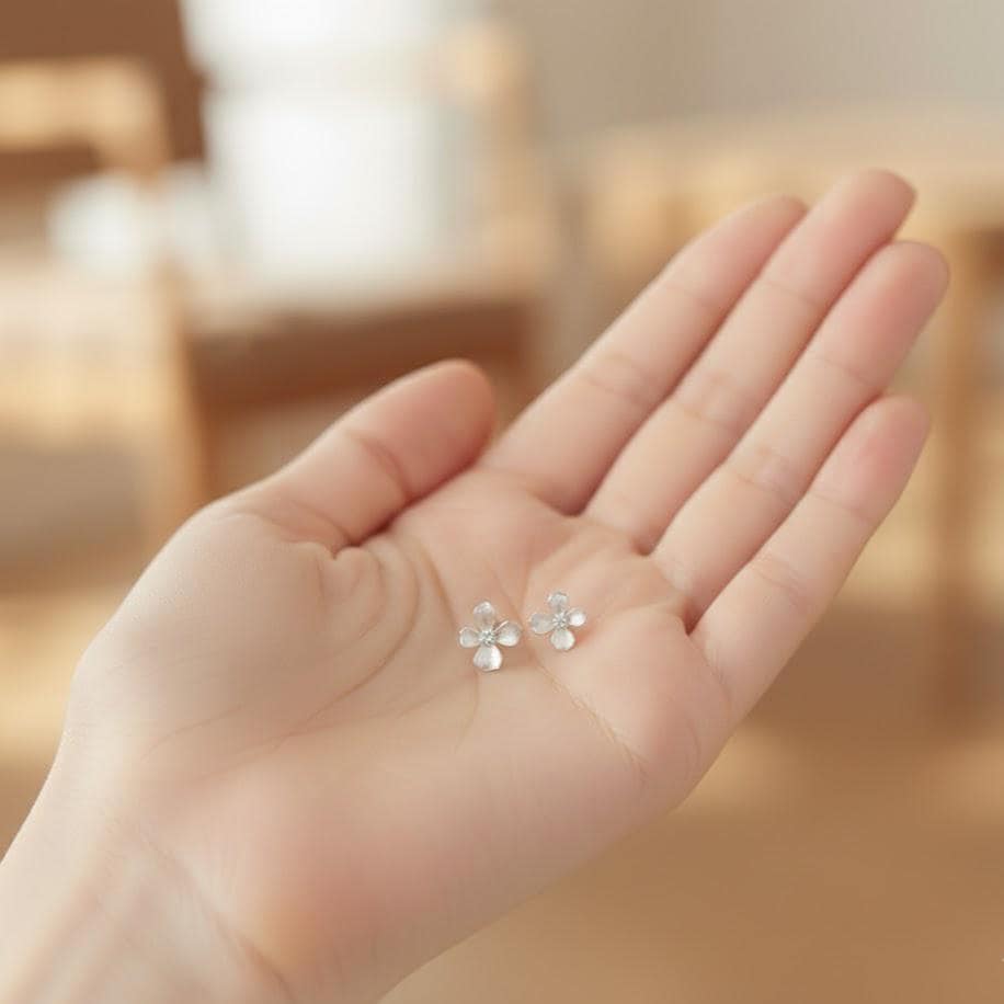 Sterling Silver Flower Stud Earrings