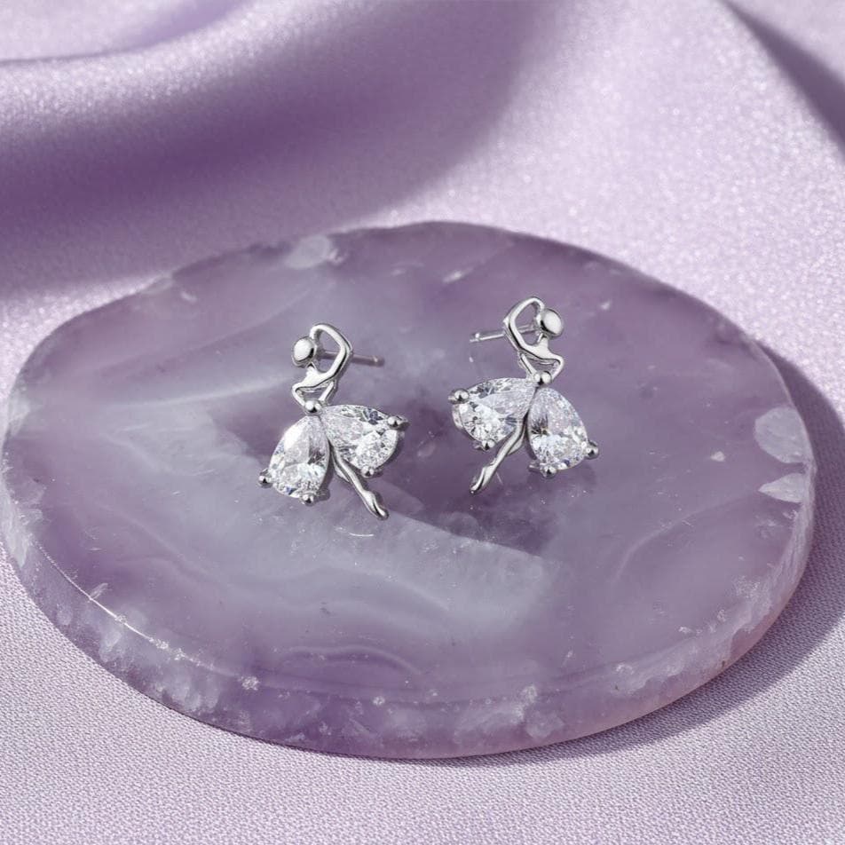 Sterling Silver Ballet Dancer Stud Earrings