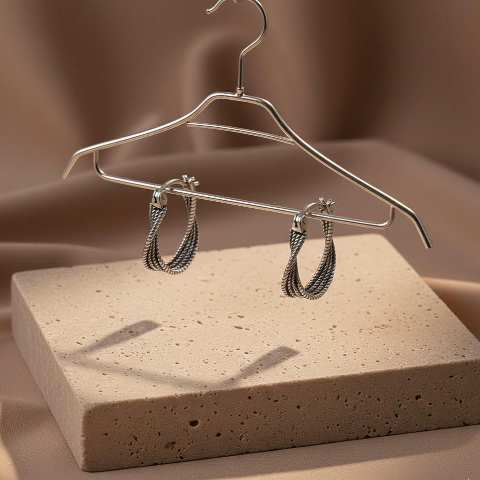 Sterling Silver Twisted Hoop Earrings