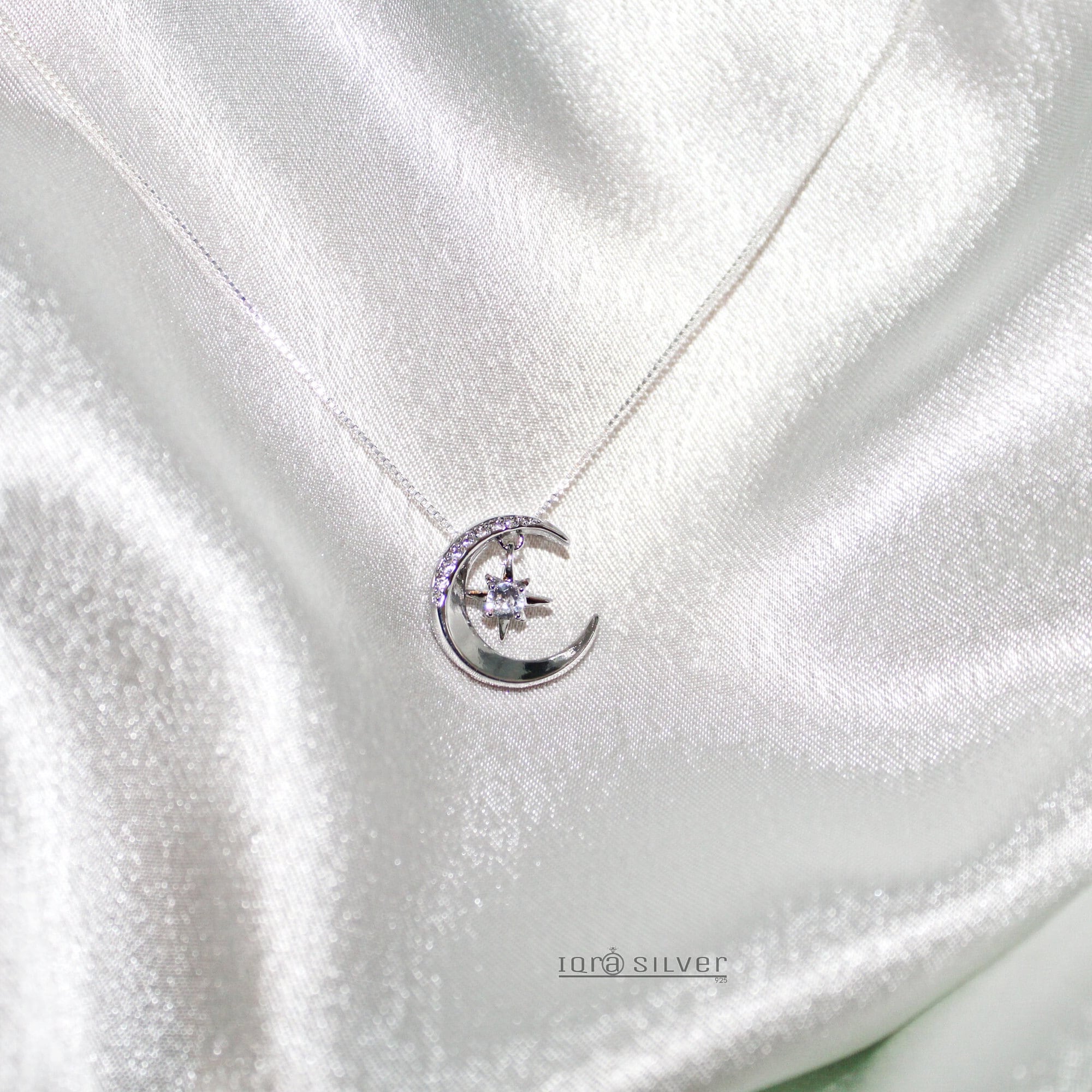 Sterling Silver Moon Star Pendant Necklace: Celestial Jewelry Gift