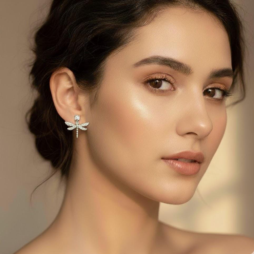 Sterling Silver Dragonfly Drop Earrings