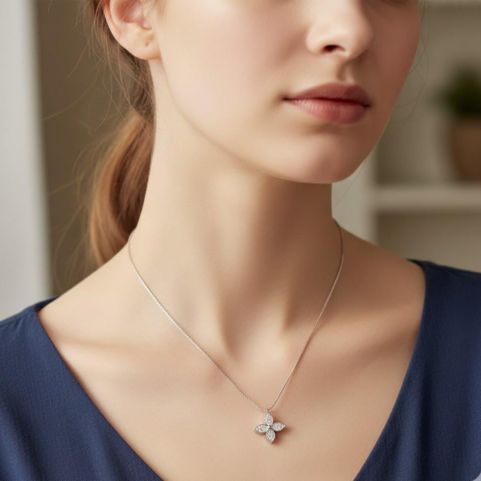 Four-Leaf Clover Pendant Necklace In Sterling Silver