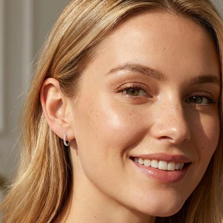 Elegant Crystal Huggie Hoop Earrings in Sterling Silver