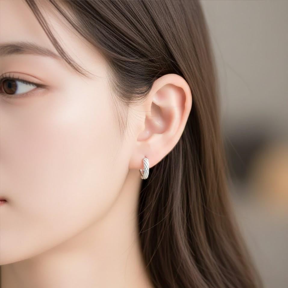 Sterling Silver Twist Hoop Earrings