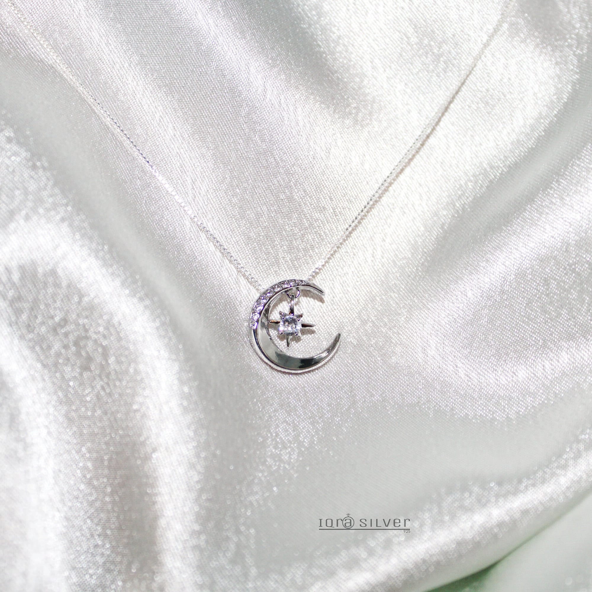 Sterling Silver Moon Star Pendant Necklace: Celestial Jewelry Gift