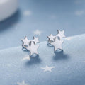 Sterling Silver Triple Star Linked Stud Earrings