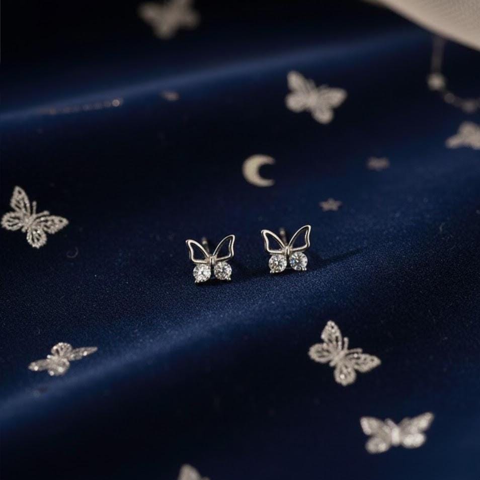 Sterling Silver Tiny Butterfly Stud Earrings
