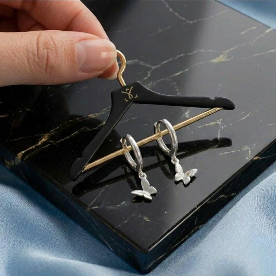 Sterling Silver Butterfly Hoop Earrings