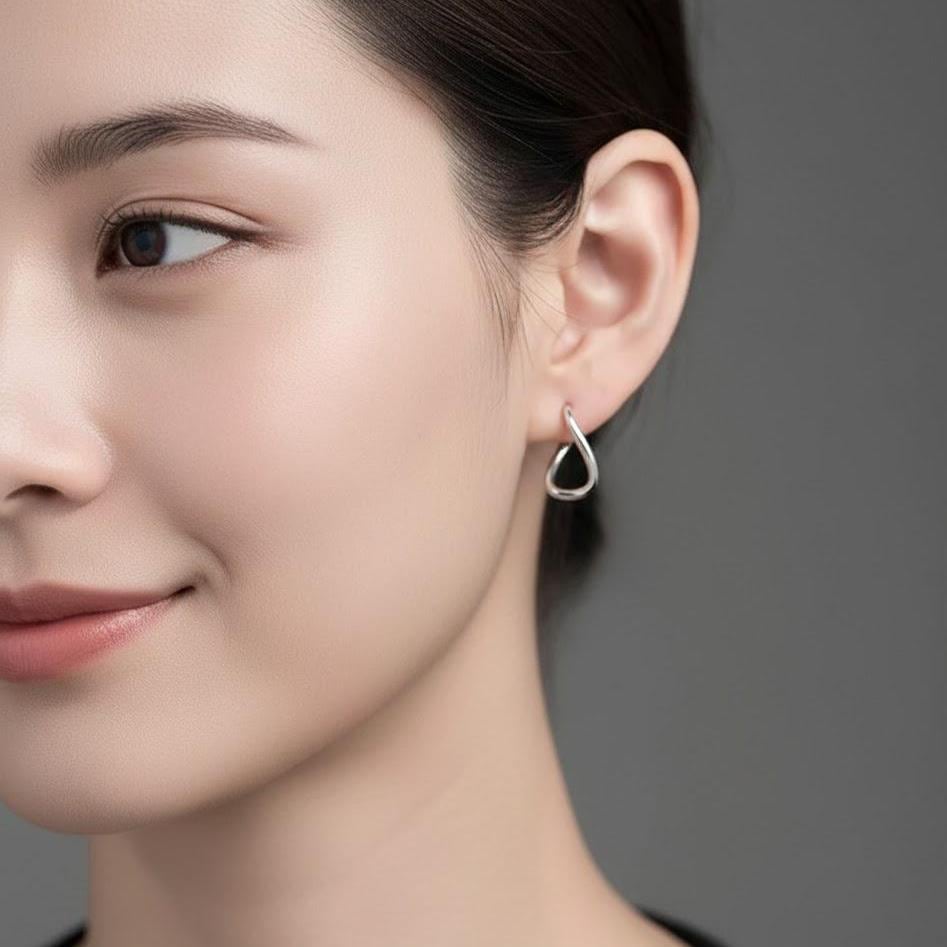 Sterling Silver Twisted Hoop Earrings