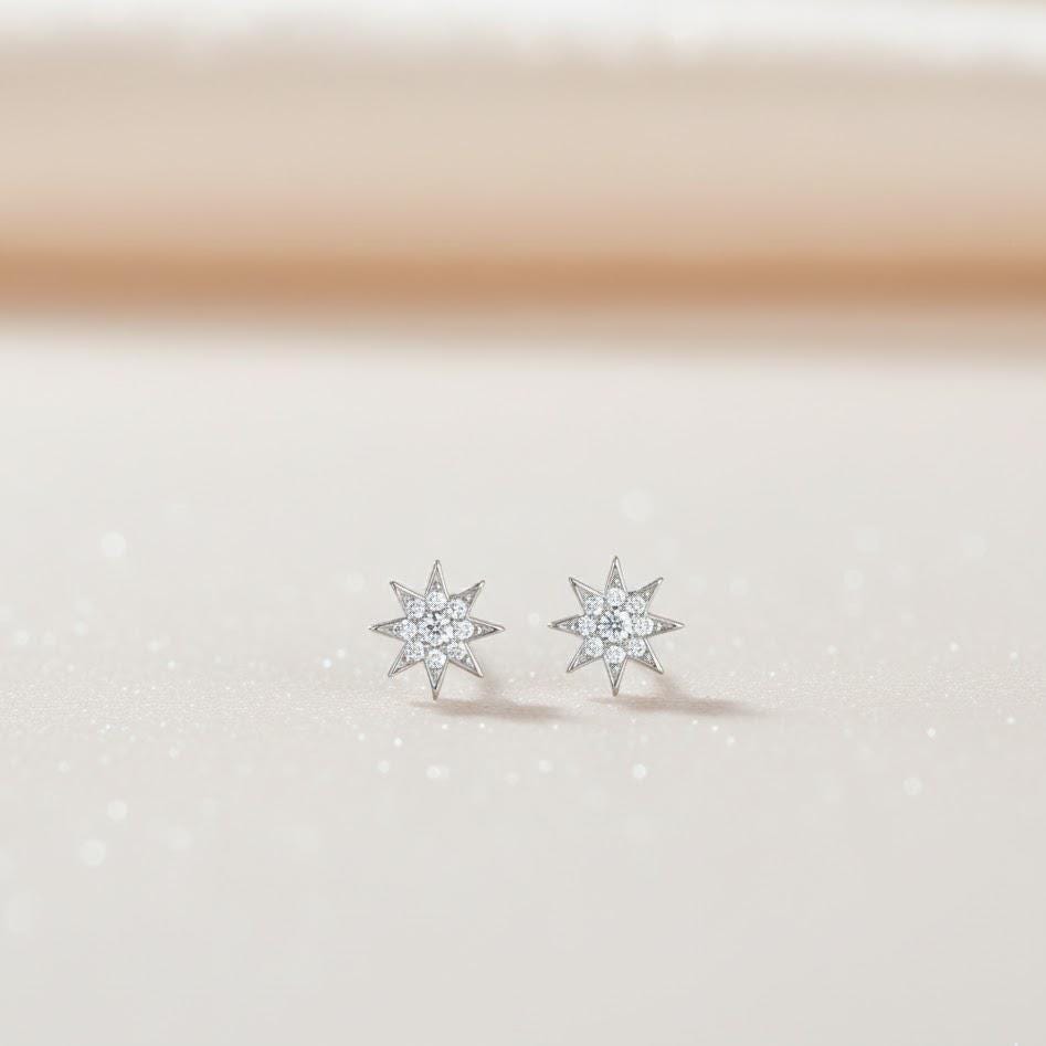 Sterling Silver Twinkle Star Stud Earrings