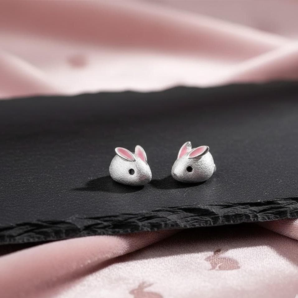 Sterling Silver Rabbit Stud Earrings - Bunny Jewelry