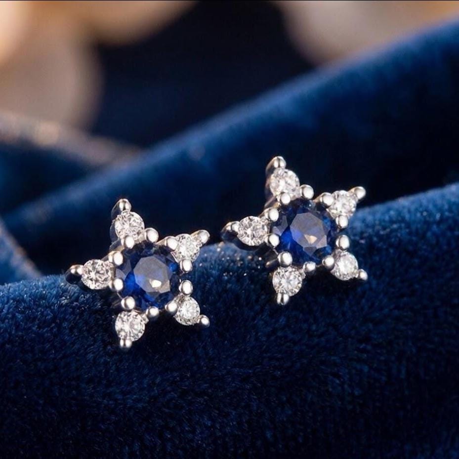 Sterling Silver Pentagram Star Stud Earrings