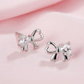 Sterling Silver Crystal Bow Stud Earrings