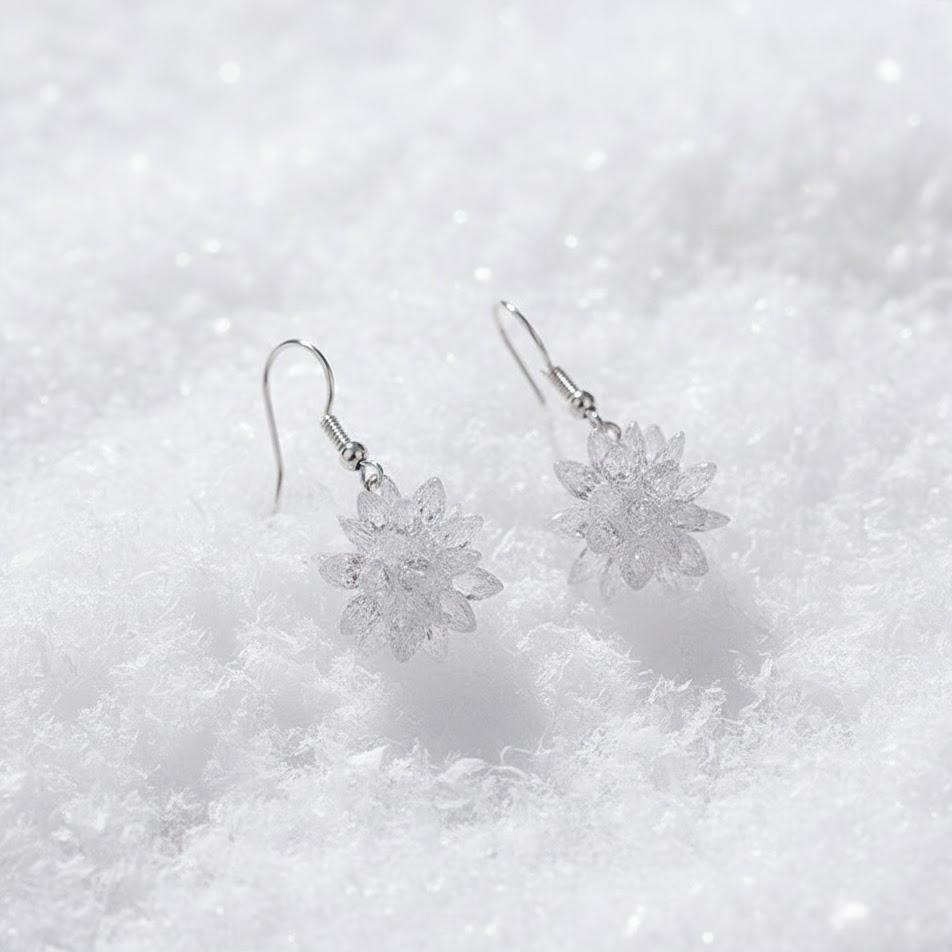 Crystal Ice Snowflake Drop Hook Earrings