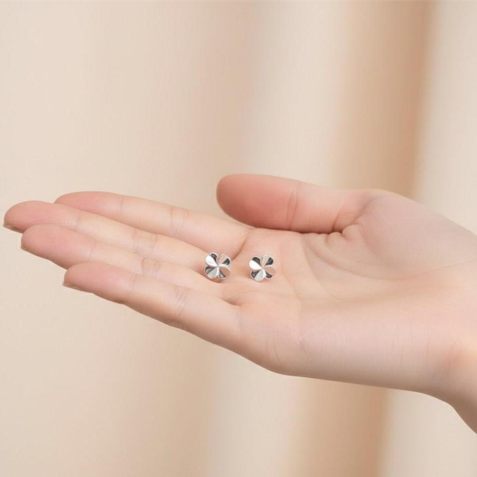 Sterling Silver Love Clover Stud Earrings