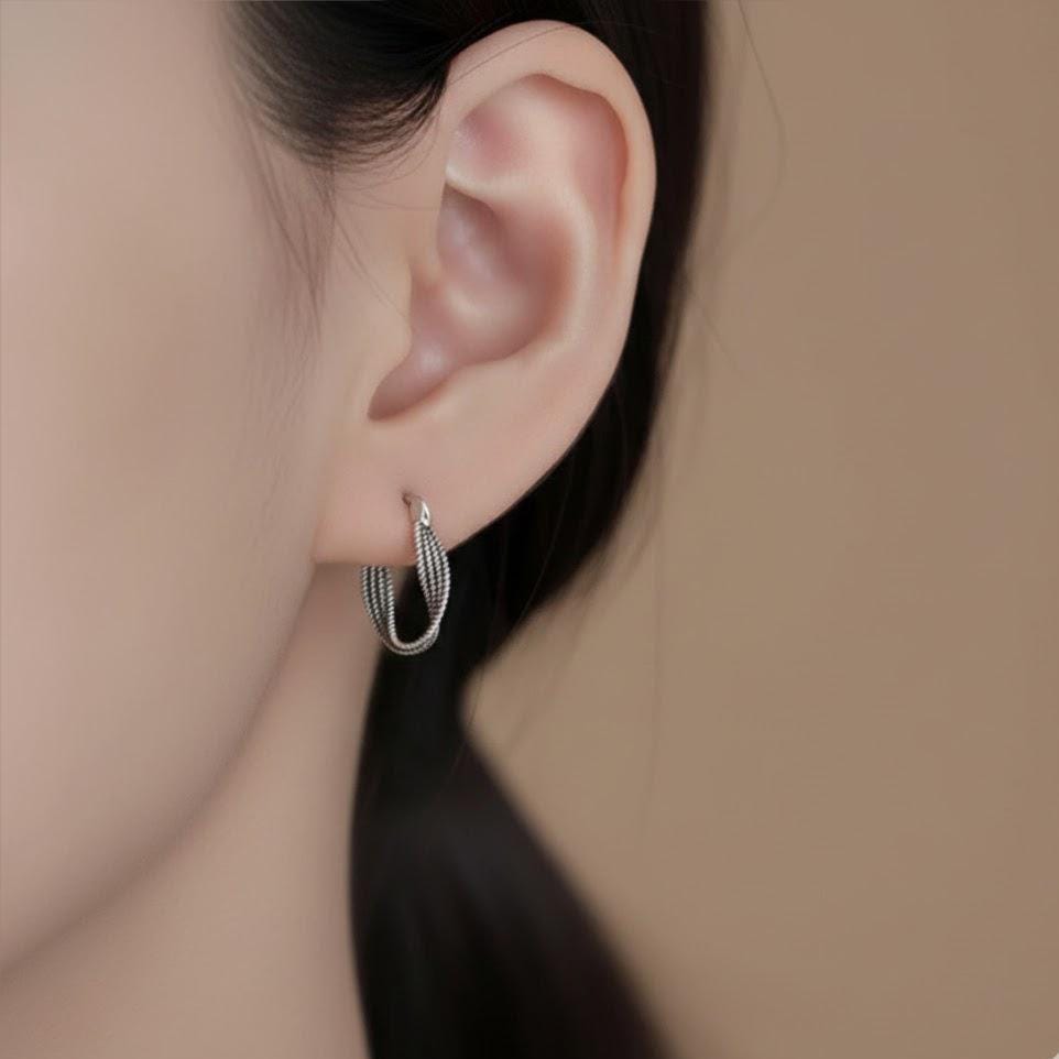 Sterling Silver Twisted Hoop Earrings