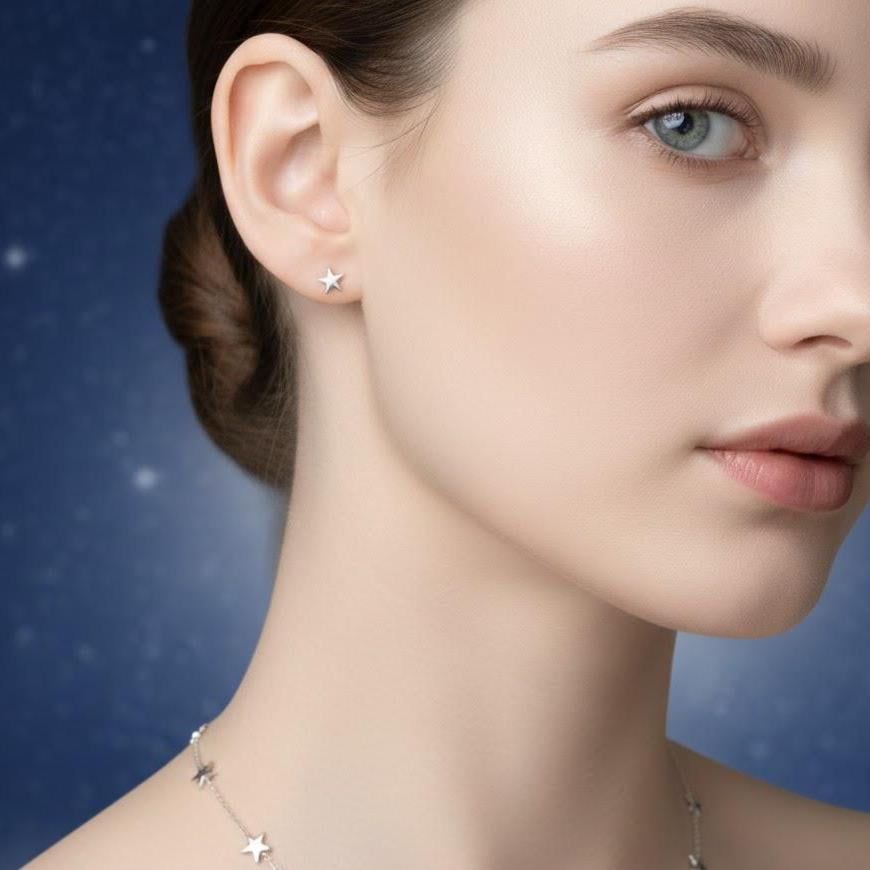 Sterling Silver Star Stud Earrings