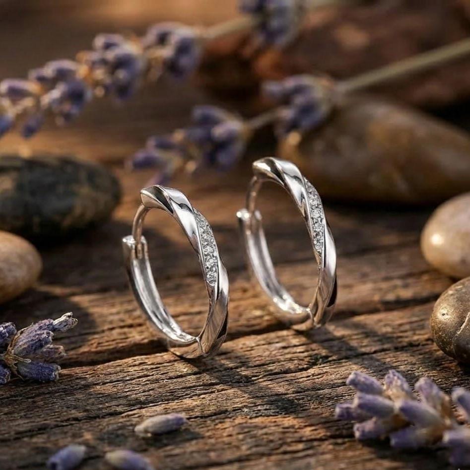 Elegant Crystal Huggie Hoop Earrings in Sterling Silver
