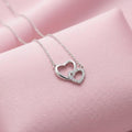 Sterling Silver Crystal Heart Necklace | Linked Pendant