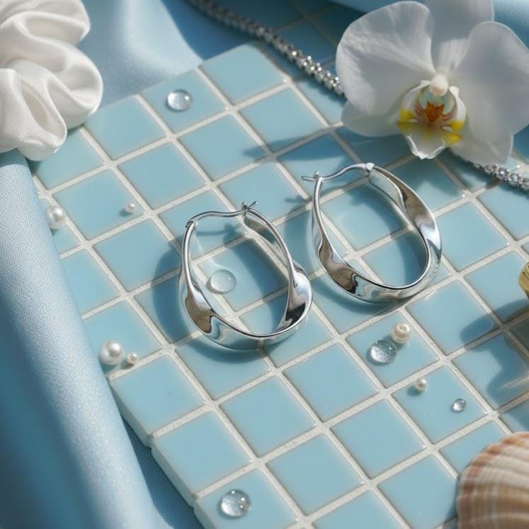 Sterling Silver Geometric Hoop Earrings