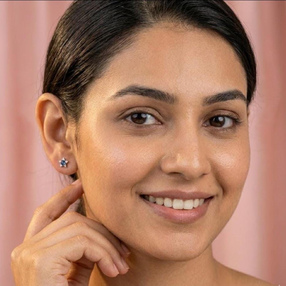 Sterling Silver Pentagram Star Stud Earrings