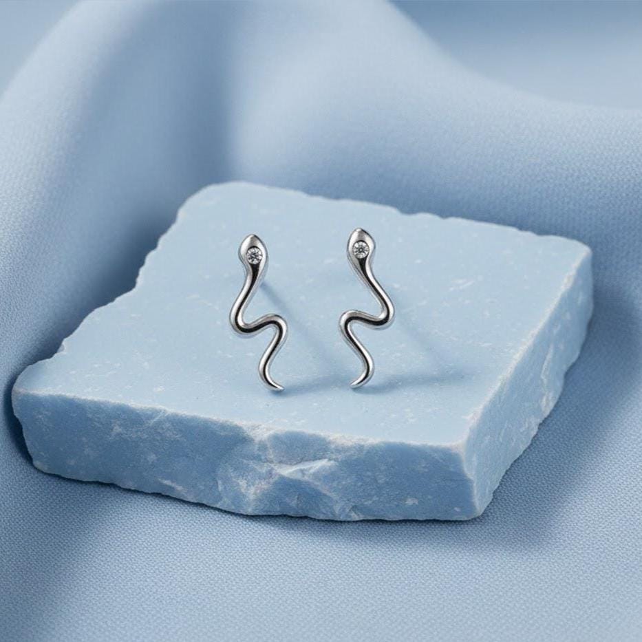 Sterling Silver Snake Studs Earrings