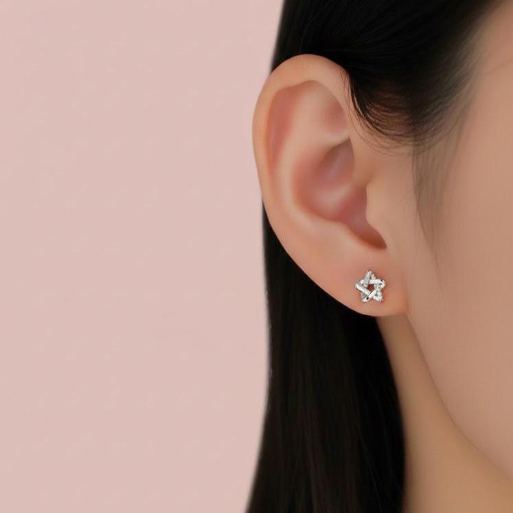 Sterling Silver Hexagram Star Stud Earrings