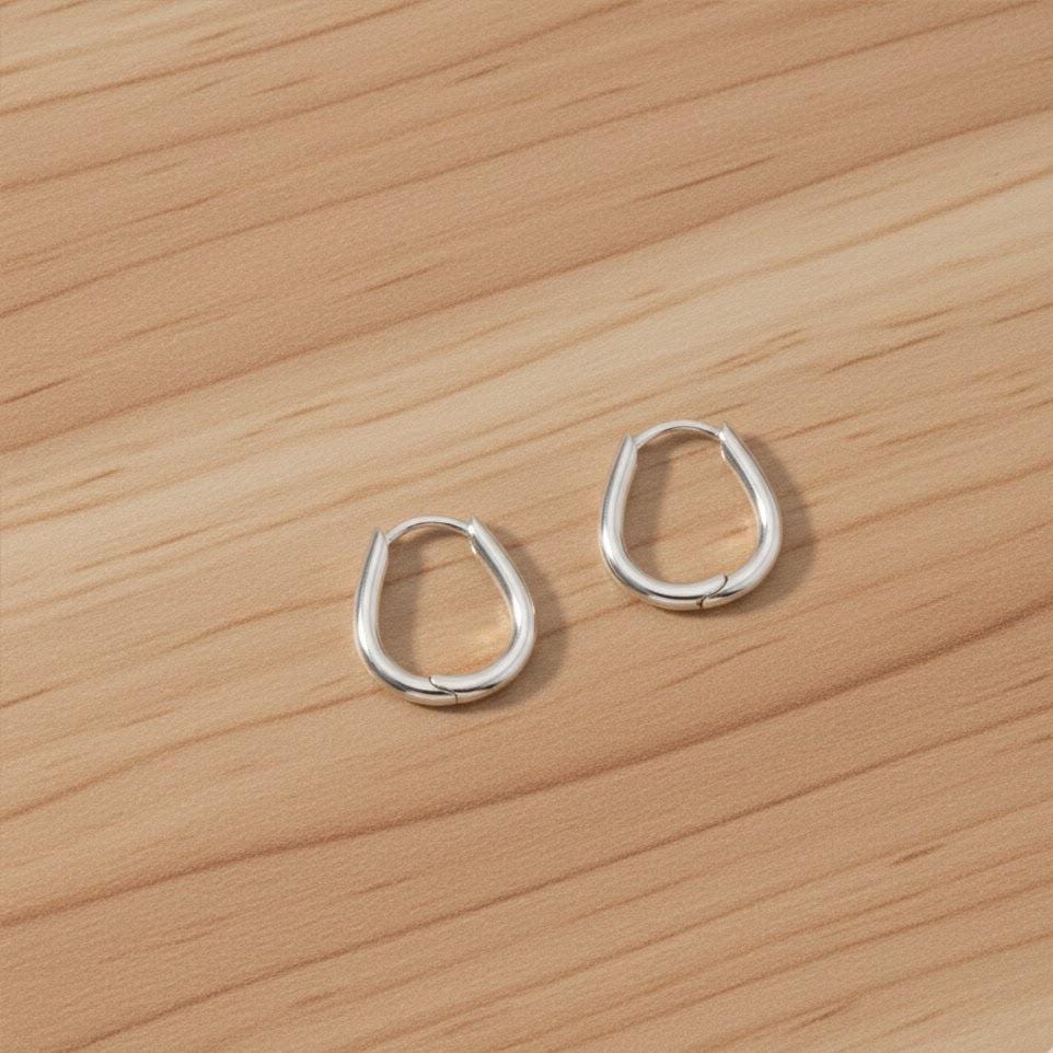 Sterling Silver Elegant Huggie Hoop Earrings