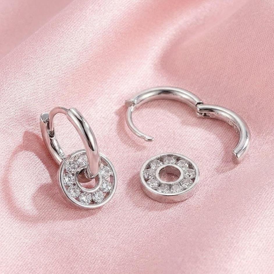 Sterling Silver Crystal Huggie Hoop Earrings