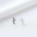 Sterling Silver Treble Clef Music Note Stud Earrings