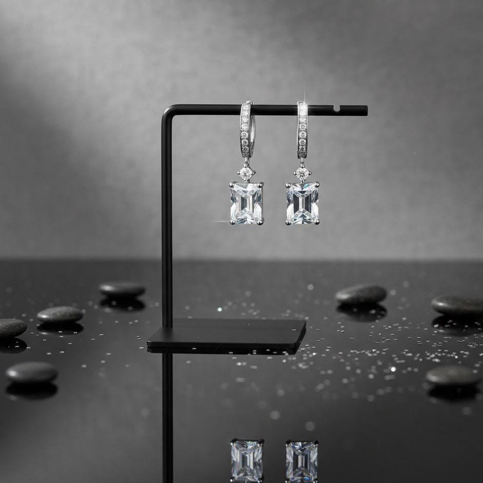 Sterling Silver Stone Dangle Drop Hook Earrings