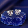 Sterling Silver Clear Stone Heart Stud Earrings
