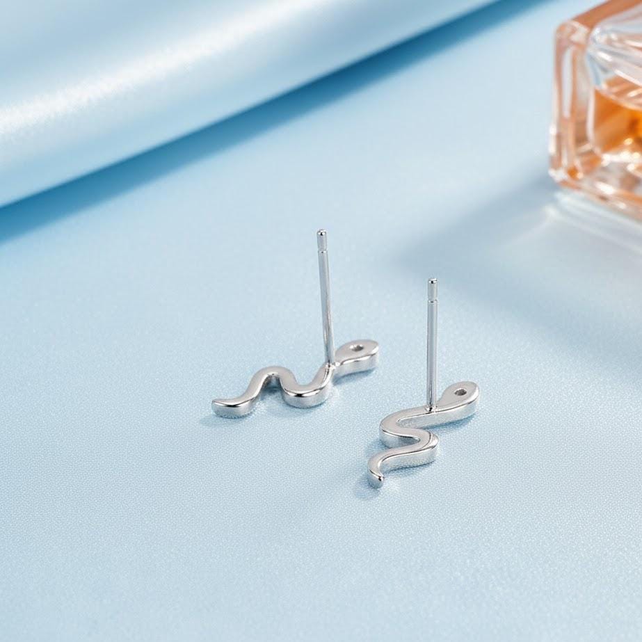 Sterling Silver Snake Studs Earrings