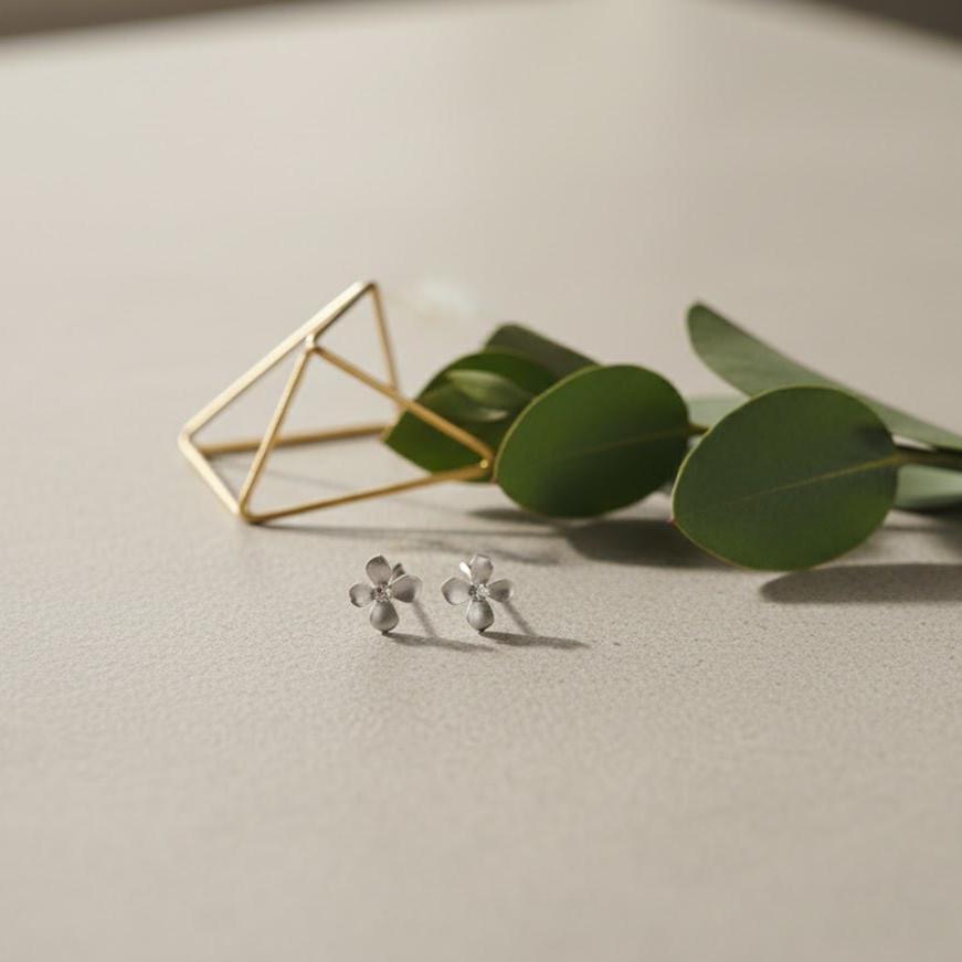 Sterling Silver Flower Stud Earrings