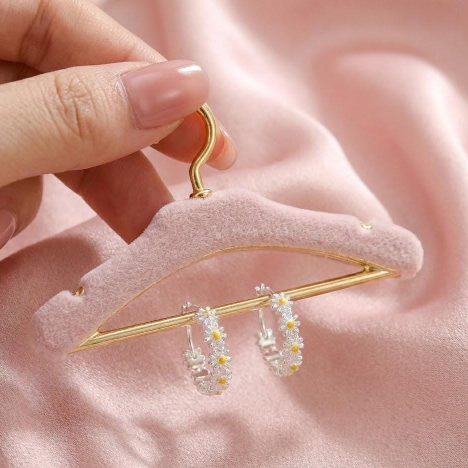 Sterling Silver Daisy Hoop Earrings | Dainty Flower Earrings