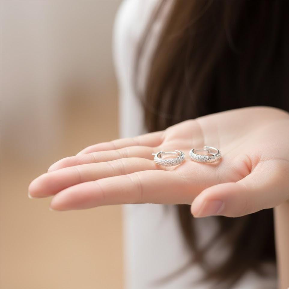 Sterling Silver Twist Hoop Earrings